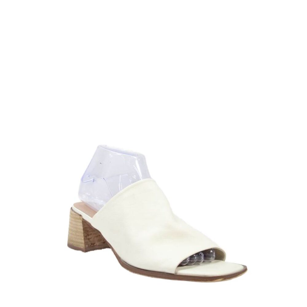 Joie Womens Open Toe Block Heels Mules Shoes White Size 8.5M